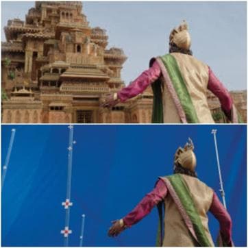 Mahishmati palace after and before VFX. Mahishmati palace after and before VFX.