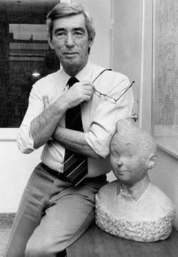 Hergé, the creator of Tintin, with a bust of the boy detective. (Wikipedia) Hergé, the creator of Tintin, with a bust of the boy detective. (Wikipedia)
