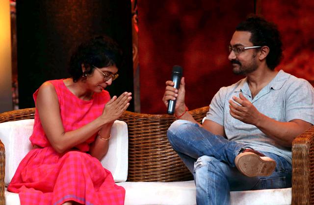 Aamir Khan (R) and his wife and film director Kiran Rao Khan take part in the television chat show Dangal Dangal Baat Chali Hai. (AFP) Aamir Khan (R) and his wife and film director Kiran Rao Khan take part in the television chat show Dangal Dangal Baat Chali Hai. (AFP)