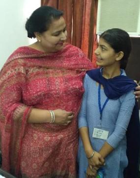 Manpreet Kaur with Indu Simak, district education officer (secondary). (HT Photo) Manpreet Kaur with Indu Simak, district education officer (secondary). (HT Photo)