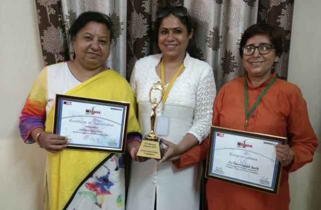 The trio bagged the Clean & Green Award during the HT Woman Award ceremony in Lucknow on May 14. (Raju Tomar/HT Photo) The trio bagged the Clean & Green Award during the HT Woman Award ceremony in Lucknow on May 14. (Raju Tomar/HT Photo)