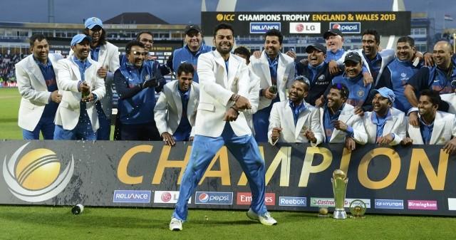 The Indian cricket team celebrates after wining the 2013 Champions Trophy.(Twitter) The Indian cricket team celebrates after wining the 2013 Champions Trophy.(Twitter)