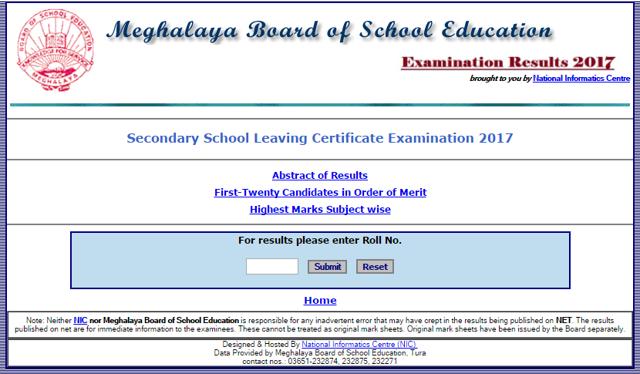The MBOSE SSLC results page looks like (Handout)