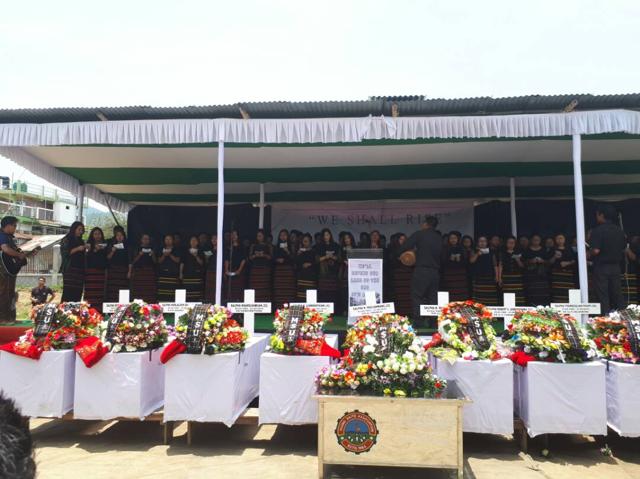Floral tributes offered to the eight people killed in the violence in 2015. (HT Photo)