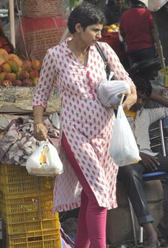 Polythene bags being used by a customer in Sector-9 market in Panchkula. (Sant Arora/HT Photo) Polythene bags being used by a customer in Sector-9 market in Panchkula. (Sant Arora/HT Photo)