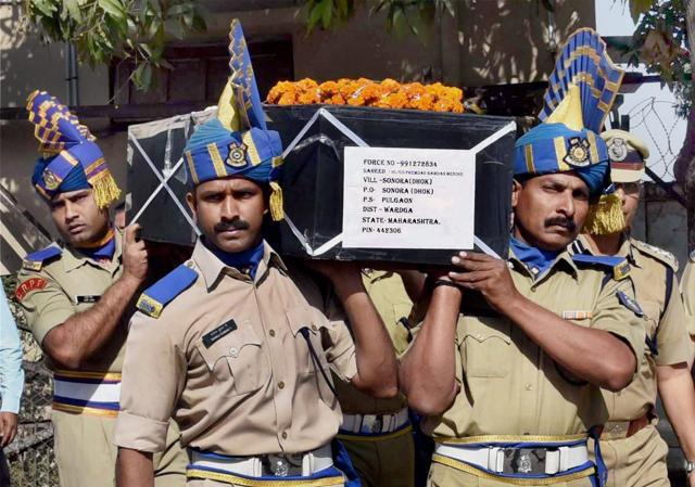 CRPF jawans in Nagpur carry the coffin of Head Constable Premdas Mendhe, who was among the 25 soldiers killed in a Maoist ambush in Sukma district of Chhattisgarh on April 24. (PTI) CRPF jawans in Nagpur carry the coffin of Head Constable Premdas Mendhe, who was among the 25 soldiers killed in a Maoist ambush in Sukma district of Chhattisgarh on April 24. (PTI)