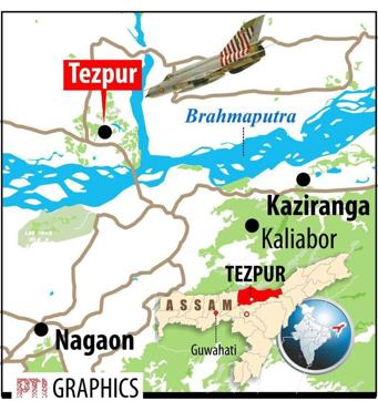 Map showing location of Tezpur from where the Sukhoi fighter jet took off. Map showing location of Tezpur from where the Sukhoi fighter jet took off.