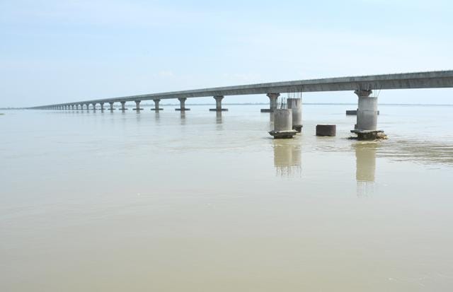Asia’s longest road bridge over the Brahmaputra river connecting Dhola and Sadiy that will be inaugurated by Prime Minister Narendra Modi on May 26. (Pronib Das/HT Photo) Asia’s longest road bridge over the Brahmaputra river connecting Dhola and Sadiy that will be inaugurated by Prime Minister Narendra Modi on May 26. (Pronib Das/HT Photo)