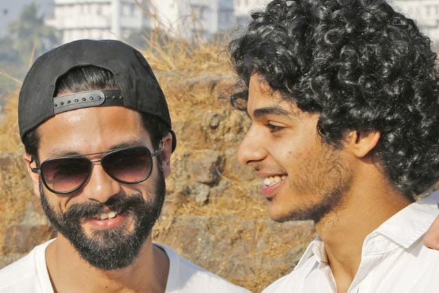 Shahid Kapoor, son of Neelima Azeem, with his half-brother Ishaan Khattar, Neelima’s son from Rajesh Khattar. (Yogen Shah)