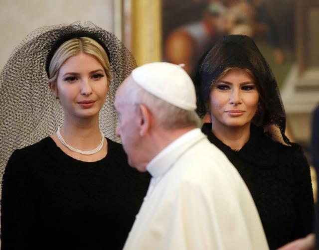 Pope Francis walks past US First Lady Melania Trump and the daughter of US President Donald Trump Ivanka Trump at the end of a private audience at the Vatican on May 24. (AFP Photo) Pope Francis walks past US First Lady Melania Trump and the daughter of US President Donald Trump Ivanka Trump at the end of a private audience at the Vatican on May 24. (AFP Photo)