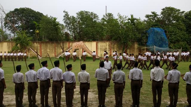 ‘Hindus must unite now. A RSS camp in Malda trains members in self-defence. (Snigdhendu Bhattacharya/ HT Photo) ‘Hindus must unite now. A RSS camp in Malda trains members in self-defence. (Snigdhendu Bhattacharya/ HT Photo)