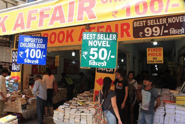 Books being sold by kilo - by the kilo! - at the Daryaganj Sunday Book Bazaar. (Arghya Chakraborty)