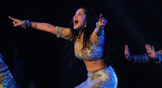 Sunny Leone performing during Mr and Miss attitude 2017 competition at Morahbadi Ground in Ranchi. (Hindustan Times)