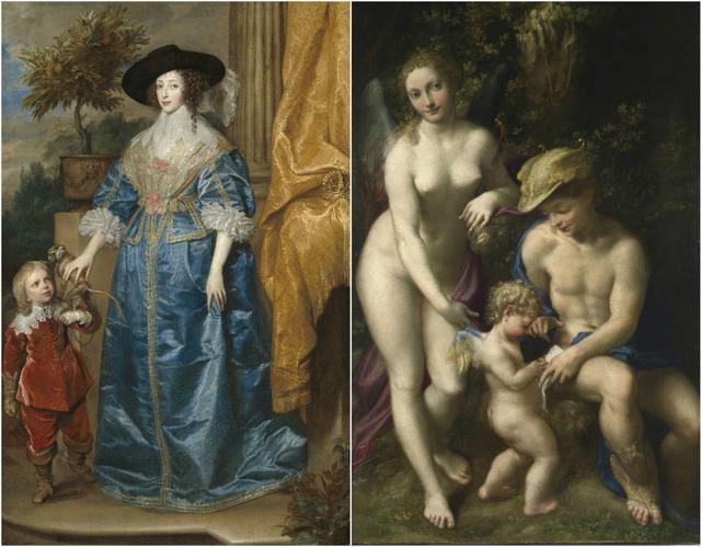 “Queen Henrietta Maria with Sir Jeffrey Hudson” by Anthony van Dyck (c.1633); “Venus with Mercury and Cupid” by Correggio (c.1525) (RMN-Grand Palais (musée du Louvre) / Christian Jean) “Queen Henrietta Maria with Sir Jeffrey Hudson” by Anthony van Dyck (c.1633); “Venus with Mercury and Cupid” by Correggio (c.1525) (RMN-Grand Palais (musée du Louvre) / Christian Jean)
