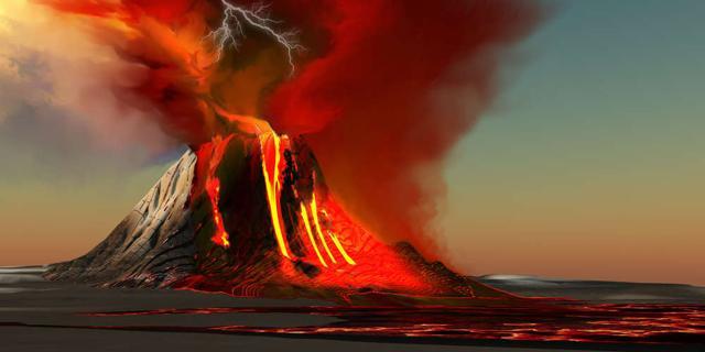 The Kilauea volcano erupts on the island of Hawaii with plumes of fire and smoke. Rivers of lava head to the ocean making new land. (Shutterstock) The Kilauea volcano erupts on the island of Hawaii with plumes of fire and smoke. Rivers of lava head to the ocean making new land. (Shutterstock)