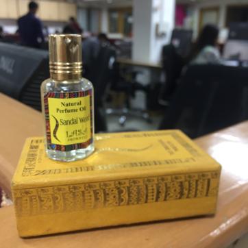 Alcohol free handmade sandalwood ittar (Rs 200) from Aroma Shop India, 9075, Main Bazar. (Photo credit: Shara Ashraf)