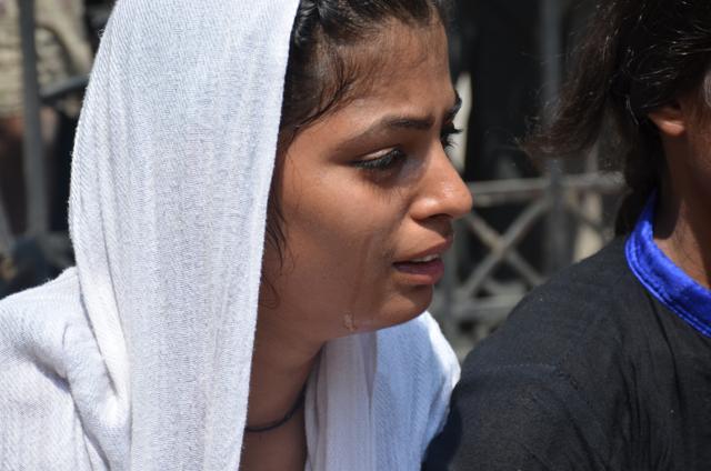 A dejected girl cries outside the Bihar School Examination Board office in Patna. (Abhishek Kumar/HT photo)