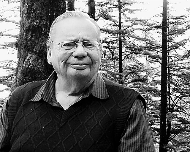 Ruskin Bond, captured against pine trees in Landour by his grandson Gautam. (Gautam Bond) Ruskin Bond, captured against pine trees in Landour by his grandson Gautam. (Gautam Bond)
