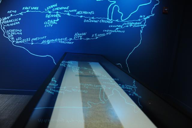 A 120-foot scroll on which author Jack Kerouac wrote his novel On the Road is displayed at the Museum. (AFP) A 120-foot scroll on which author Jack Kerouac wrote his novel On the Road is displayed at the Museum. (AFP)