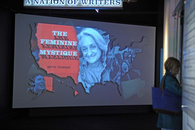 The museum also includes a “surprise bookshelf” –an interactive wall that reveals morsels of information about authors through video, sound or text. (AFP) The museum also includes a “surprise bookshelf” –an interactive wall that reveals morsels of information about authors through video, sound or text. (AFP)