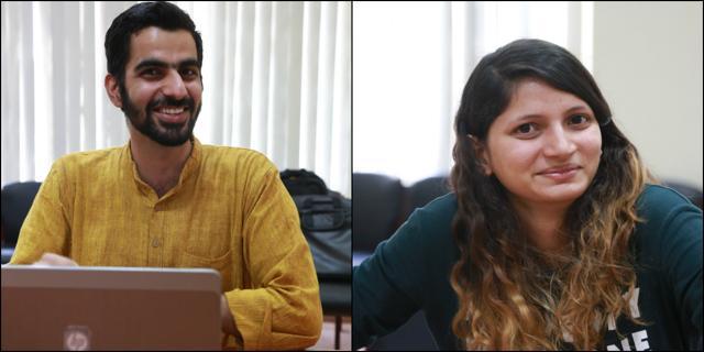 Sagar and Nikita Sehrawat, two of the volunteers at the help desk. (Amal KS/HT Photo) Sagar and Nikita Sehrawat, two of the volunteers at the help desk. (Amal KS/HT Photo)