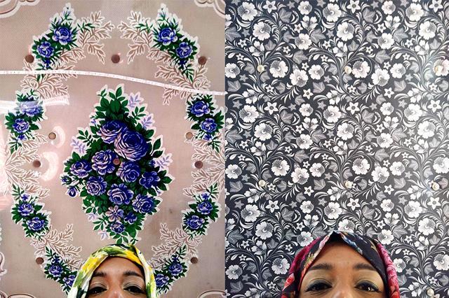 (Left) Some ceilings look like tablecovers, probably because the plastic cover makers have borrowed motifs. How do you like my floral horns? (Right) Black and white is pretty uncommon, and this floral design - I’ve also seen it in blue and pink - looks especially stunning in this combination. (Rachel Lopez/HT Photo)