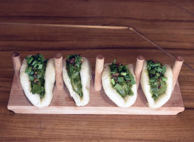 The Thai curry bao was disappointing. While the bao was fluffy and perfectly made, the green chicken curry within was criminally salty. (Kunal Patil / HT Photo)