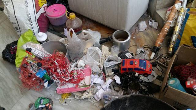 Material allegedly meant to make explosives at Rajatvir Singh Sodhi’s house in Patiala. (Bharat Bhushan/HT) Material allegedly meant to make explosives at Rajatvir Singh Sodhi’s house in Patiala. (Bharat Bhushan/HT)