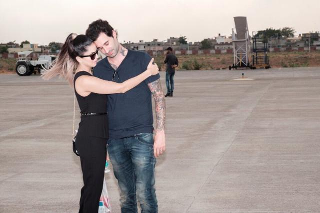 Sunny Leone and Daniel land safely. Sunny Leone and Daniel land safely.