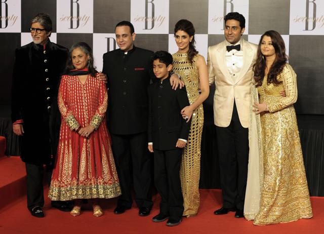 Bachchan Family in a file photo from Amitabh’s birthday in 2012. (Hindustan Times) Bachchan Family in a file photo from Amitabh’s birthday in 2012. (Hindustan Times)