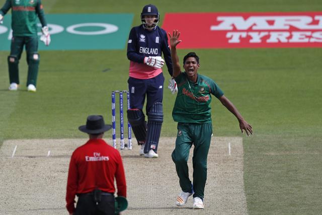 Bangladesh's Mustafizur Rahman appeals unsuccessfully for the wicket of England's Joe Root during the ICC Champions trophy cricket match between England and Bangladesh at The Oval in London on June 1, 2017. (AFP) Bangladesh's Mustafizur Rahman appeals unsuccessfully for the wicket of England's Joe Root during the ICC Champions trophy cricket match between England and Bangladesh at The Oval in London on June 1, 2017. (AFP)