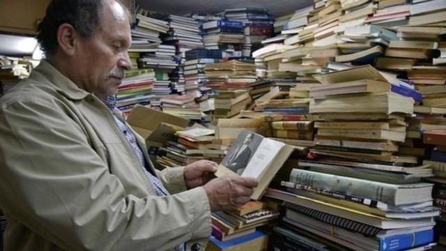 A whole floor of Gutierrez’s house is taken up by stacks of books. (AFP) A whole floor of Gutierrez’s house is taken up by stacks of books. (AFP)