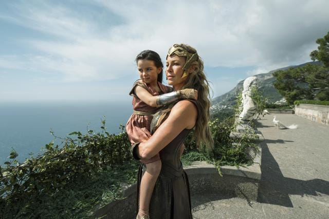 This image released by Warner Bros. Entertainment shows Connie Neilsen and Lilly Aspell in a scene from Wonder Woman. (AP) This image released by Warner Bros. Entertainment shows Connie Neilsen and Lilly Aspell in a scene from Wonder Woman. (AP)
