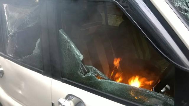 Another vehicle which was torched by the agitators in Darjeeling. (HT Photo) Another vehicle which was torched by the agitators in Darjeeling. (HT Photo)