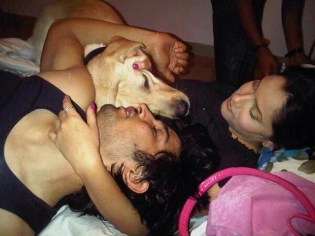 Actor Sushant Singh Rajput with his pet and his ex, Ankita Lokhande. Actor Sushant Singh Rajput with his pet and his ex, Ankita Lokhande.