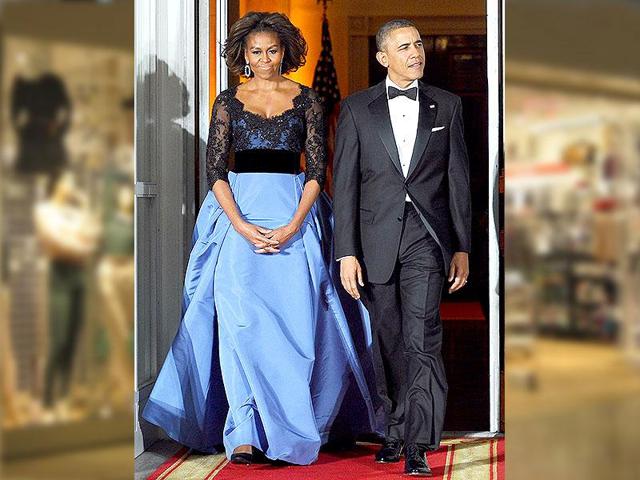 Beautiful in blue! Michelle Obama had yet another best-dressed moment when she wore this gorgeous blue gown in 2012.
