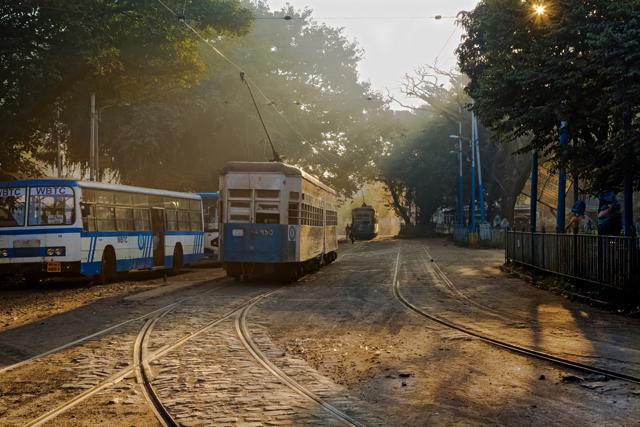 Heritage Kolkata tram standing on the track near a tramway depot at Esplanade. (Shutterstock) Heritage Kolkata tram standing on the track near a tramway depot at Esplanade. (Shutterstock)