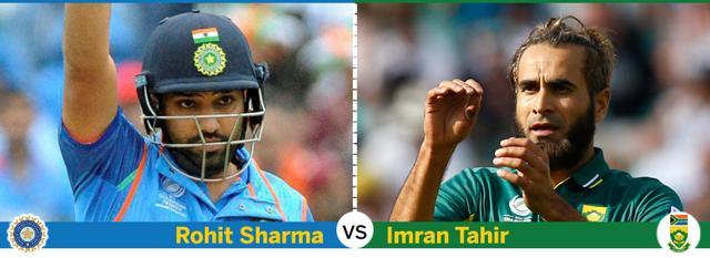 Rohit Sharma will be aiming to overcome his weakness against spin while Imran Tahir will hope to continue his good form (Hindustan Times) Rohit Sharma will be aiming to overcome his weakness against spin while Imran Tahir will hope to continue his good form (Hindustan Times)