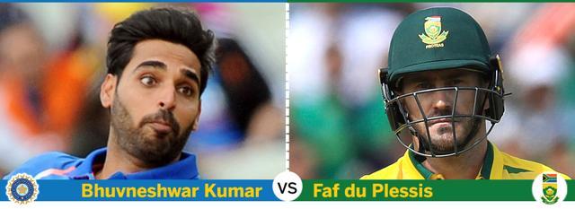 Bhuvneshwar Kumar has been wonderful with the new ball while Faf du Plessis has struggled. (Hindustan Times) Bhuvneshwar Kumar has been wonderful with the new ball while Faf du Plessis has struggled. (Hindustan Times)