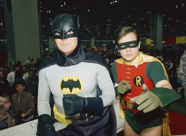 In this Sunday, Jan. 27, 1989 file photo, actors Adam West, left, and Burt Ward, dressed as their characters Batman and Robin, pose for a photo at the "World of Wheels" custom car show in Chicago. (AP) In this Sunday, Jan. 27, 1989 file photo, actors Adam West, left, and Burt Ward, dressed as their characters Batman and Robin, pose for a photo at the "World of Wheels" custom car show in Chicago. (AP)