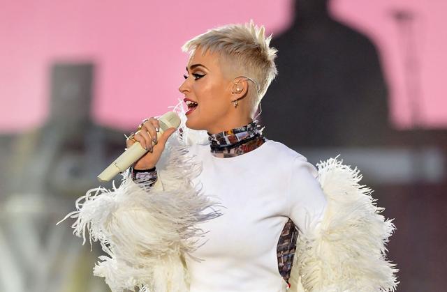 Katy Perry performs at the One Love Manchester benefit concert for the families of the victims of the May 22, Manchester terror attack, at Emirates Old Trafford in Greater Manchester on June 4. (AFP) Katy Perry performs at the One Love Manchester benefit concert for the families of the victims of the May 22, Manchester terror attack, at Emirates Old Trafford in Greater Manchester on June 4. (AFP)