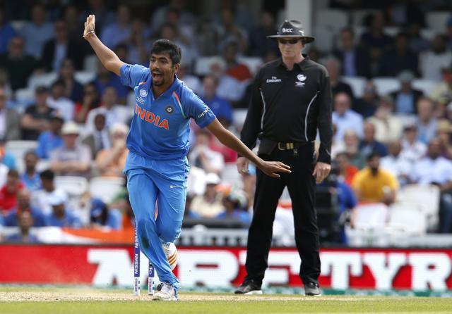 Jasprit Bumrah appeals successfully for the wicket of South Africa’s Andile Phehlukwayo . (AFP)