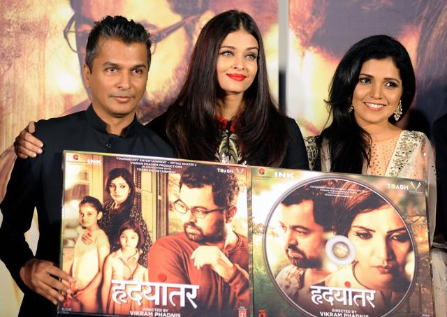 Aishwarya Rai Bachchan (C), Marathi film actress (R) Mukta Barve and designer/director Vikram Phadnis attend the music launch of the upcoming Marathi-language film Hrudyantar in Mumbai on June 10. (AFP) Aishwarya Rai Bachchan (C), Marathi film actress (R) Mukta Barve and designer/director Vikram Phadnis attend the music launch of the upcoming Marathi-language film Hrudyantar in Mumbai on June 10. (AFP)