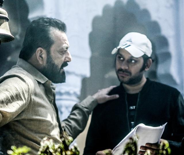 Actor Sanjay Dutt in conversation with writer Raaj Shaandilya, who has penned the script of Bhoomi.