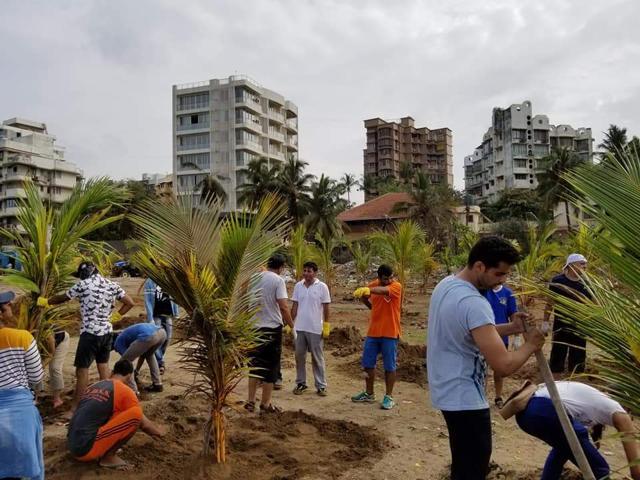 As many as 500 members of Versova Residents Volunteers participated in the drive. (HT Photo) As many as 500 members of Versova Residents Volunteers participated in the drive. (HT Photo)