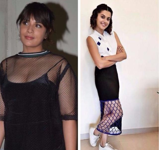 Actor Richa Chaddha and Tapsee Pannu donning the mesh trend.