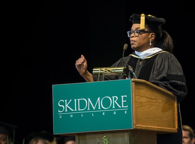 Oprah Winfrey speaks at Skidmore College's 106th Commencement, Saturday, May 20, 2017. (AP)