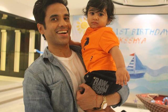 Tusshar Kapoor with his son Laksshya Kapoor. (HT Photo) Tusshar Kapoor with his son Laksshya Kapoor. (HT Photo)