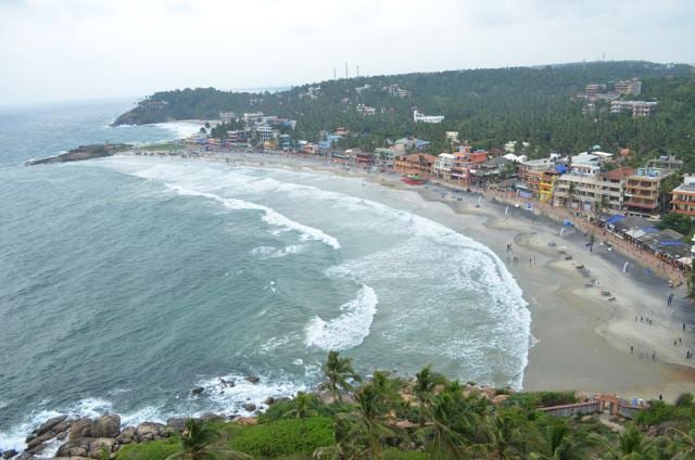 An ariel shot of Kovalam, Kerala’s tourism epicentre, taken from the lighthouse. (GRIST Media) An ariel shot of Kovalam, Kerala’s tourism epicentre, taken from the lighthouse. (GRIST Media)