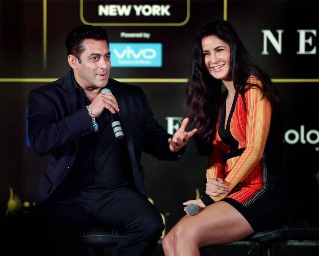 Salman Khan and Katrina Kaif during the announcement of Indian International Film Academy Awards 2017 in Mumbai. (PTI) Salman Khan and Katrina Kaif during the announcement of Indian International Film Academy Awards 2017 in Mumbai. (PTI)